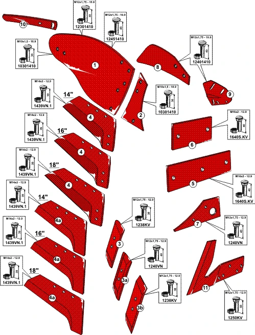 Explosionszeichnung Vogel und Noot Pflugkörper Typ WY400-PLUS